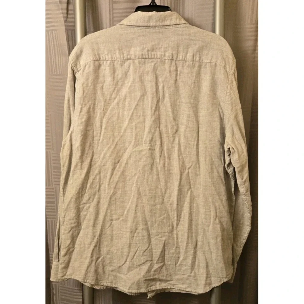 Banana Republic Untucked Fit Light Gray‎ Shirt Mens XL Button Down Double Weave